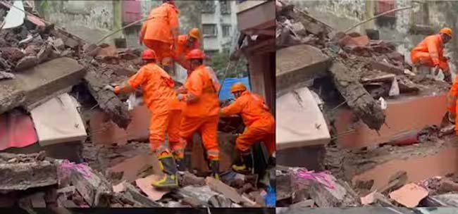 नवी मुंबई में चारमंजिली इमारत ढहने से दो घायल, राहत कार्य जारी