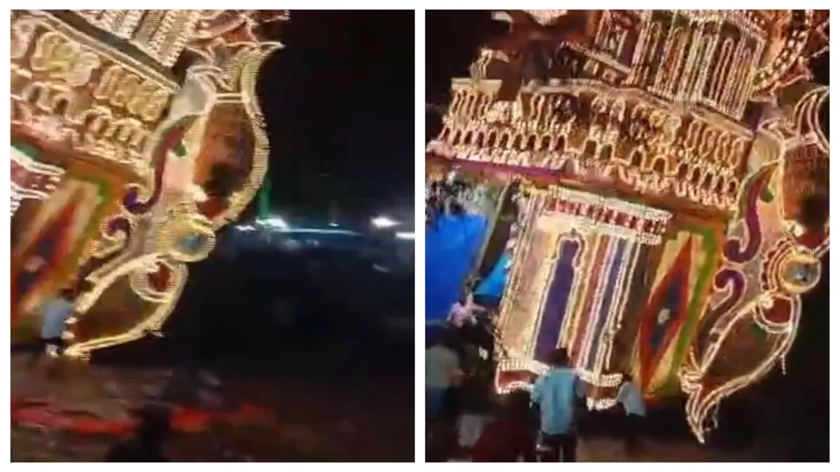 तमिलनाडु के वेल्लोर में बड़ा हादसा: मयाना कोल्लई उत्सव के दौरान 60 फुट ऊंचा रथ पलट गया, 7 लोग गंभीर रूप से घायल